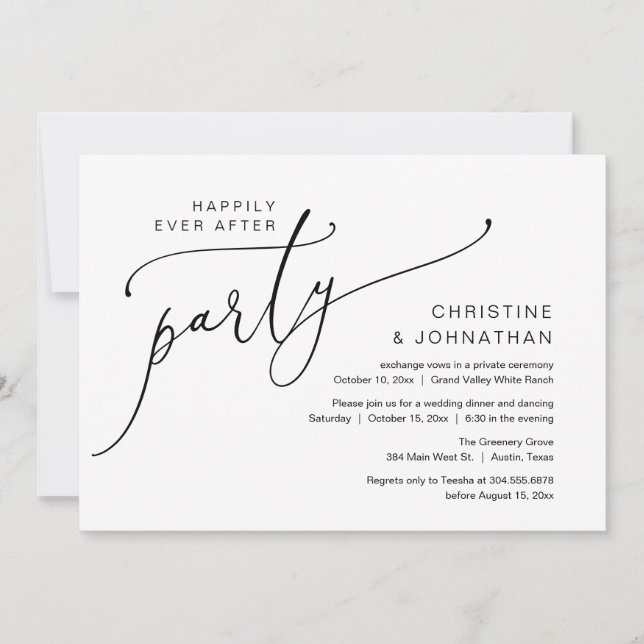 Convite Feliz Festa Depois, Elopement Janta Dançar (Frente)