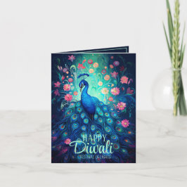 Convite Feliz Festival Diwali de Luzes Peacock