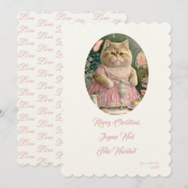 Convite Feliz gato rosa de Natal