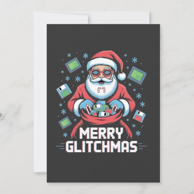 Convite Feliz Glitchmas Programador de Código Papai Noel N (Frente)