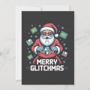 Convite Feliz Glitchmas Programador de Código Papai Noel N