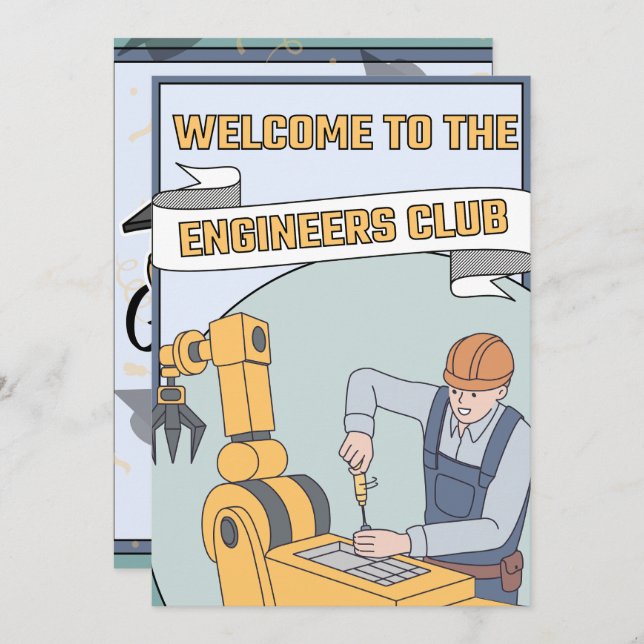 Convite Feliz Graduação para Engenheiros - Bem-vindos ao c (Frente/Verso)