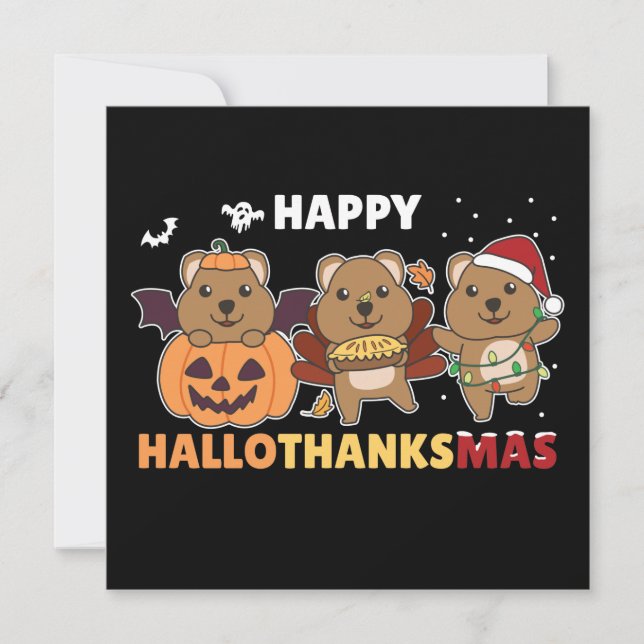 Convite Feliz Hallothanksmas Quokkas Natal Quokka Invi (Frente)