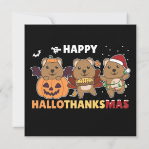 Convite Feliz Hallothanksmas Quokkas Natal Quokka Invi