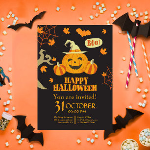 Convite Feliz Halloween Abóbora Coma Beba Seja Assustador