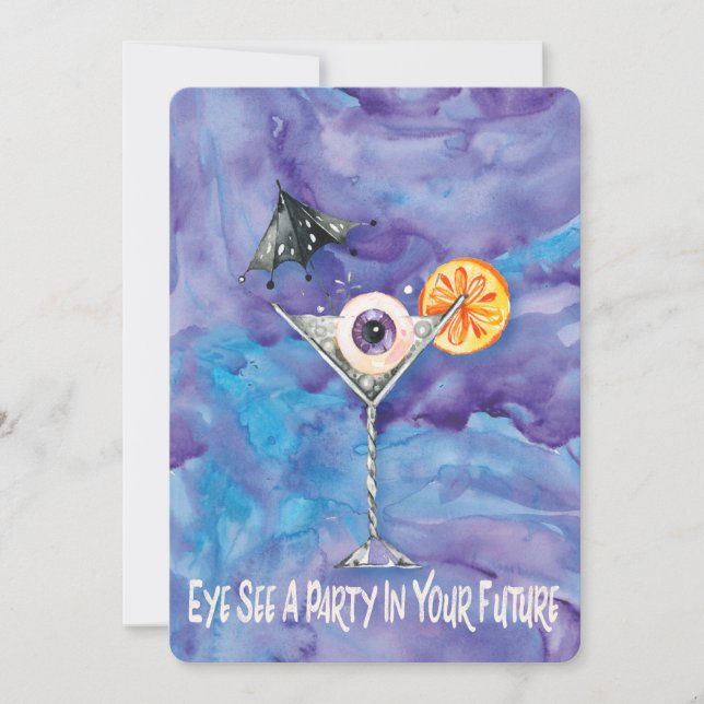 Convite Feliz Halloween Black Cat Festa de Cocktail (Frente)