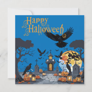 Convite Feliz Halloween Cemitério Assombrado Com Túmulo As