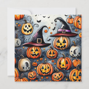 Convite Feliz Halloween design assustador de guloseimas ou