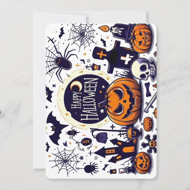 Convite Feliz Halloween Mistura Assustadora com Abóboras e (Frente)