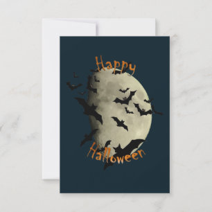 Convite Feliz Halloween Morcegos e Lua Assombrada