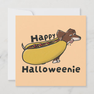 Convite Feliz Halloweenie Cachorro-quente Dachshund