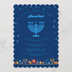 Convite Feliz Hanukkah, lindo feriado judaico