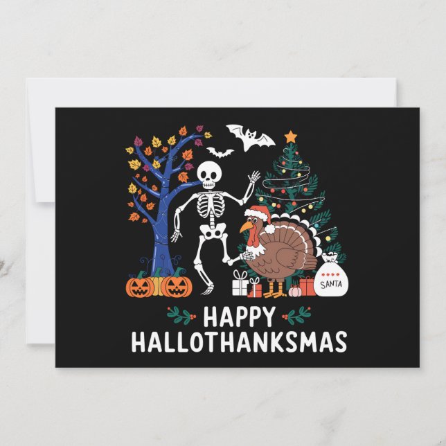 Convite Feliz Holiday Season Hift Fall da Hallothanksmas F (Frente)