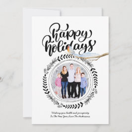 Convite FELIZ HOLIDAYPHOTO moderno festivo Robin Xmas