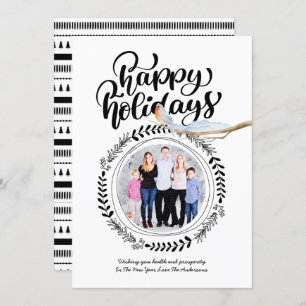 Convite FELIZ HOLIDAYPHOTO moderno festivo Robin Xmas