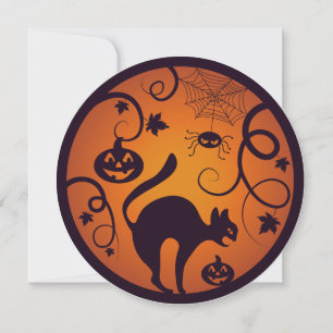 Convite Feliz lanterna do Halloween aranhas e morcegos neg