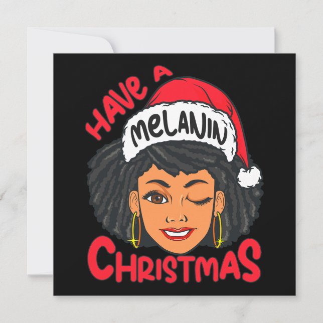 Convite Feliz Melanin Feliz de Natal X-mas Black Sista (Frente)