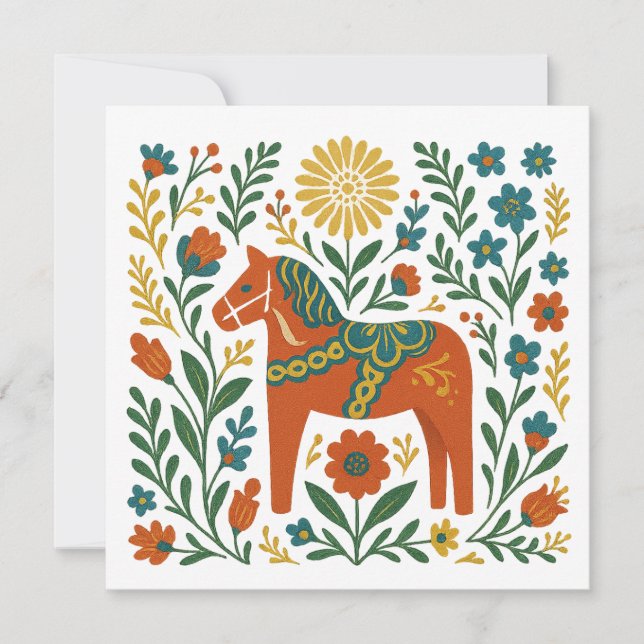 Convite Feliz Midsommar Arte Popular Sueca (Frente)