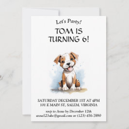 Convite Feliz Mínimo Pitbull Touro Terrier Cão