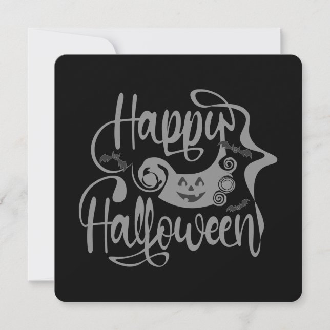 Convite Feliz morcego de Halloween jack ou lanterna (Frente)