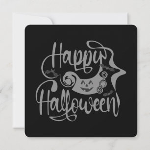 Convite Feliz morcego de Halloween jack ou lanterna