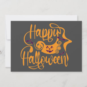 Convite Feliz morcego de Halloween jack ou lanterna
