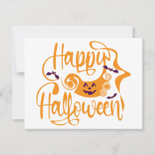Convite Feliz morcego de Halloween jack ou lanterna