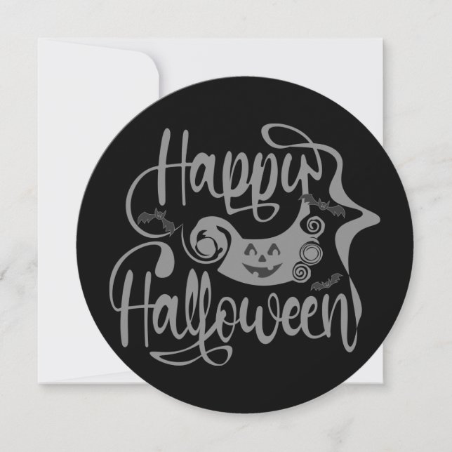 Convite Feliz morcego de Halloween jack ou lanterna (Frente)
