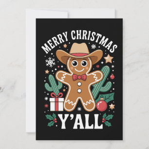 Convite Feliz Natal a todos Vaqueiro Biscoito de Gengibre 