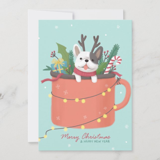 Convite Feliz Natal: Arte Ilustradora de Cão (Frente)