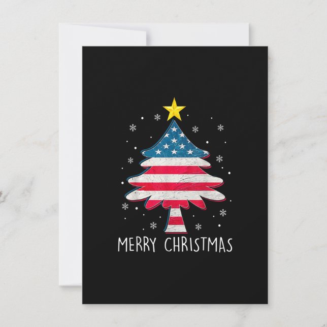 Convite Feliz Natal Árvore Americana Bandeira Funny EUA Fl (Frente)