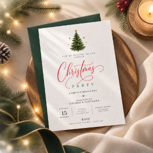 Convite Feliz Natal Árvore de Natal Vermelha Festa de Sc