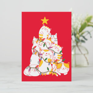 Convite Feliz Natal Árvore Feliz Feliz Natal Gatos