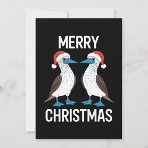 Convite Feliz Natal Ave Sula de Pé Azul Chapéu do Papai No