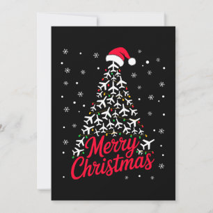 Convite Feliz Natal Avião Árvore Chapéu do Papai Noel Floc