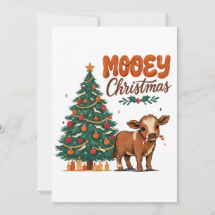 Convite Feliz Natal Bebê Vaca Moo Segurando Cana de Açúcar