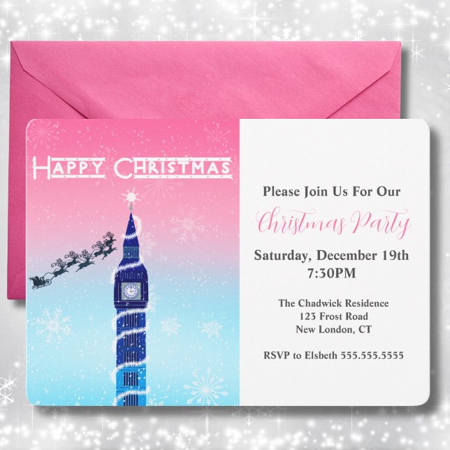 Convite Feliz Natal Big Ben Com Papais noeis (Criador carregado)