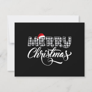 Convite Feliz Natal Búfalo Preto e Branco Xadrez para