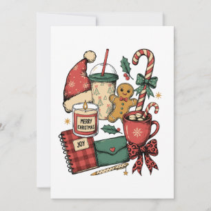 Convite Feliz Natal Cacau Quente Biscoito de Gengibre Vela