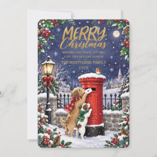 Convite 🎄📮 Feliz Natal Caixa de Correio do Cachorro Cart