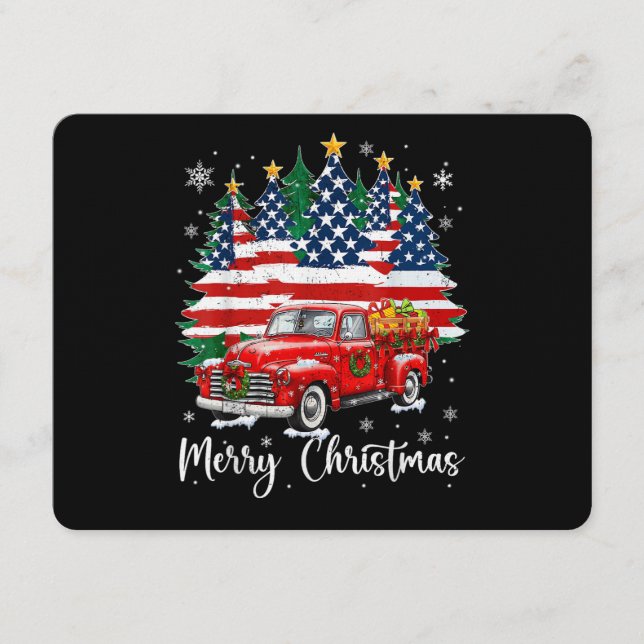 Convite Feliz Natal Caminhão Vermelho Antigo Bandeira dos  (Frente)