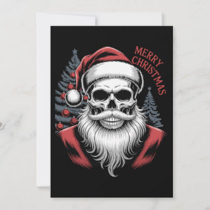 Convite Feliz Natal Caveira Chapéu do Papai Noel Barba Gót