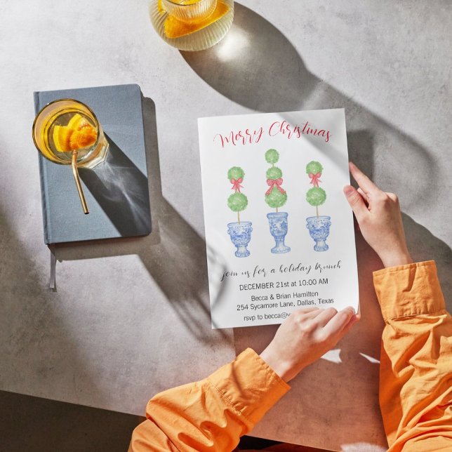 Convite Feliz Natal Chinoiserie Topiary Party (Criador carregado)