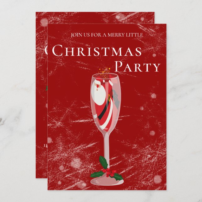 Convite Feliz Natal com champanhe de Papais noeis (Frente/Verso)
