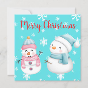 Convite Feliz Natal com Flocos de Neve, Homem de Neve e Mu