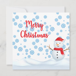 Convite Feliz Natal com Flocos de Neve, Snowman com Scarf