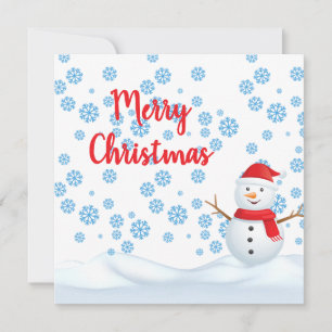 Convite Feliz Natal com Flocos de Neve, Snowman com Scarf