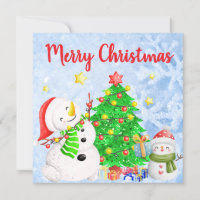 Feliz Natal com Snowman e Child com Árvore