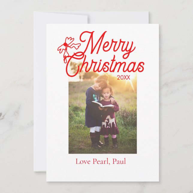 Convite Feliz Natal crianças arcos vermelhas foto elegante (Frente)