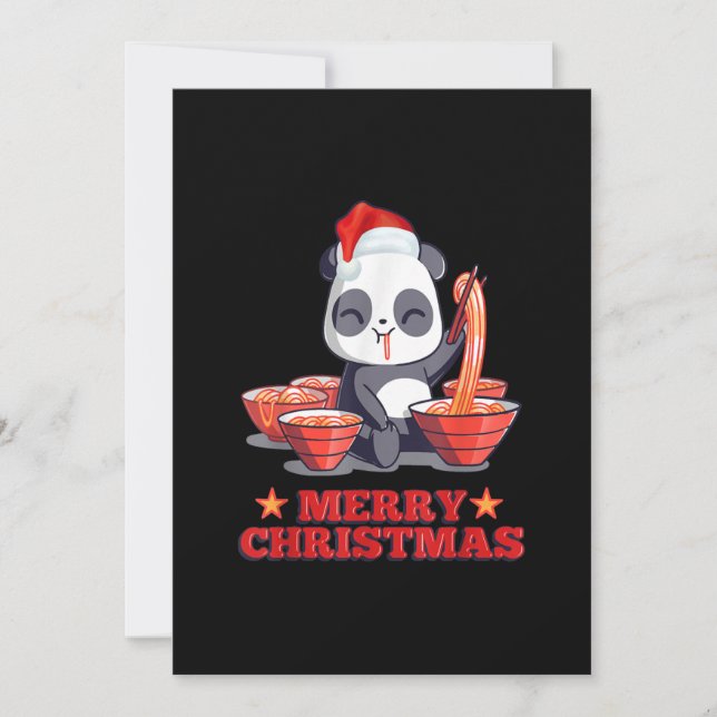 Convite Feliz Natal Cute Ramen Panda Macarrão Japonês (Frente)